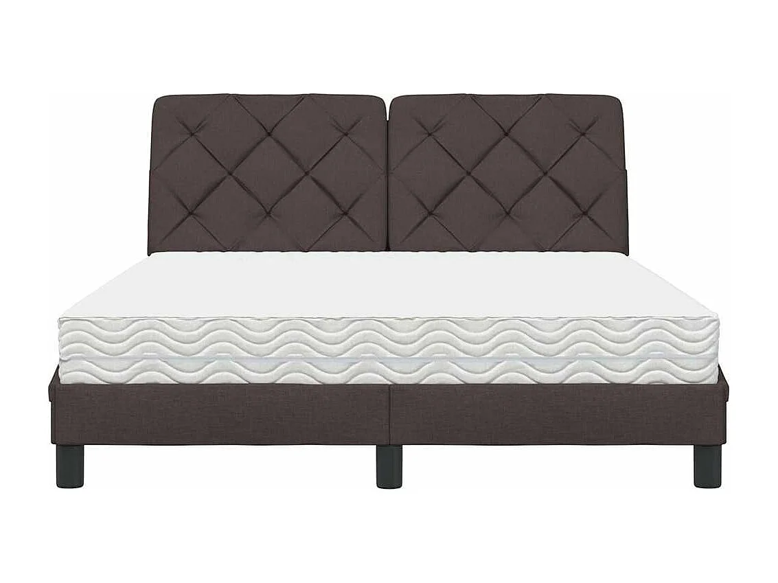 Lit avec matelas marron foncé 140x190 cm tissu