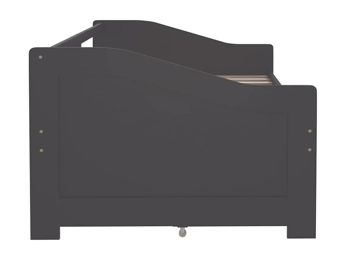 Lit de repos 3 places à tiroirs Gris Pin massif 90x200 cm