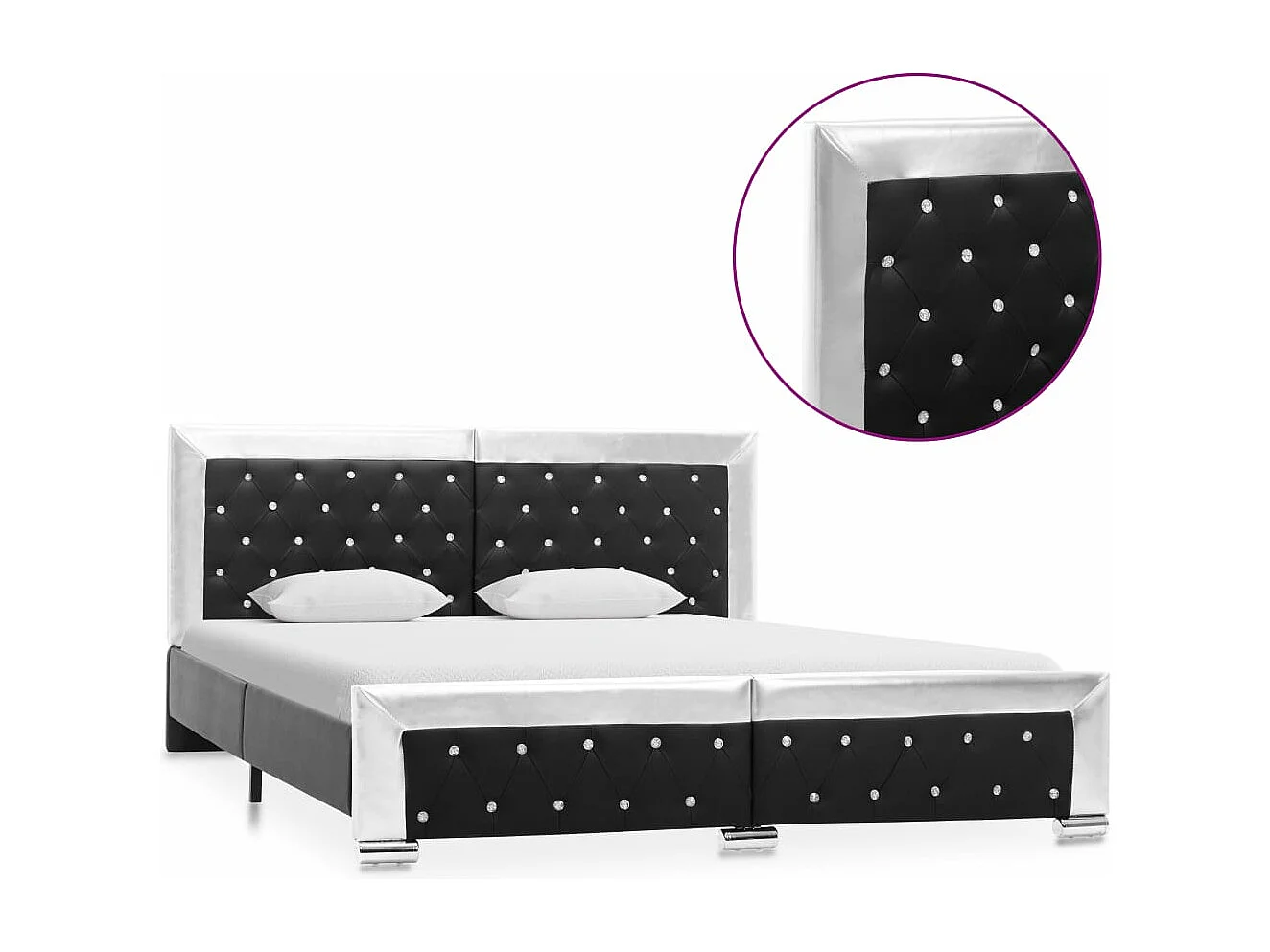 Estrutura de cama 160x200 cm couro artificial preto