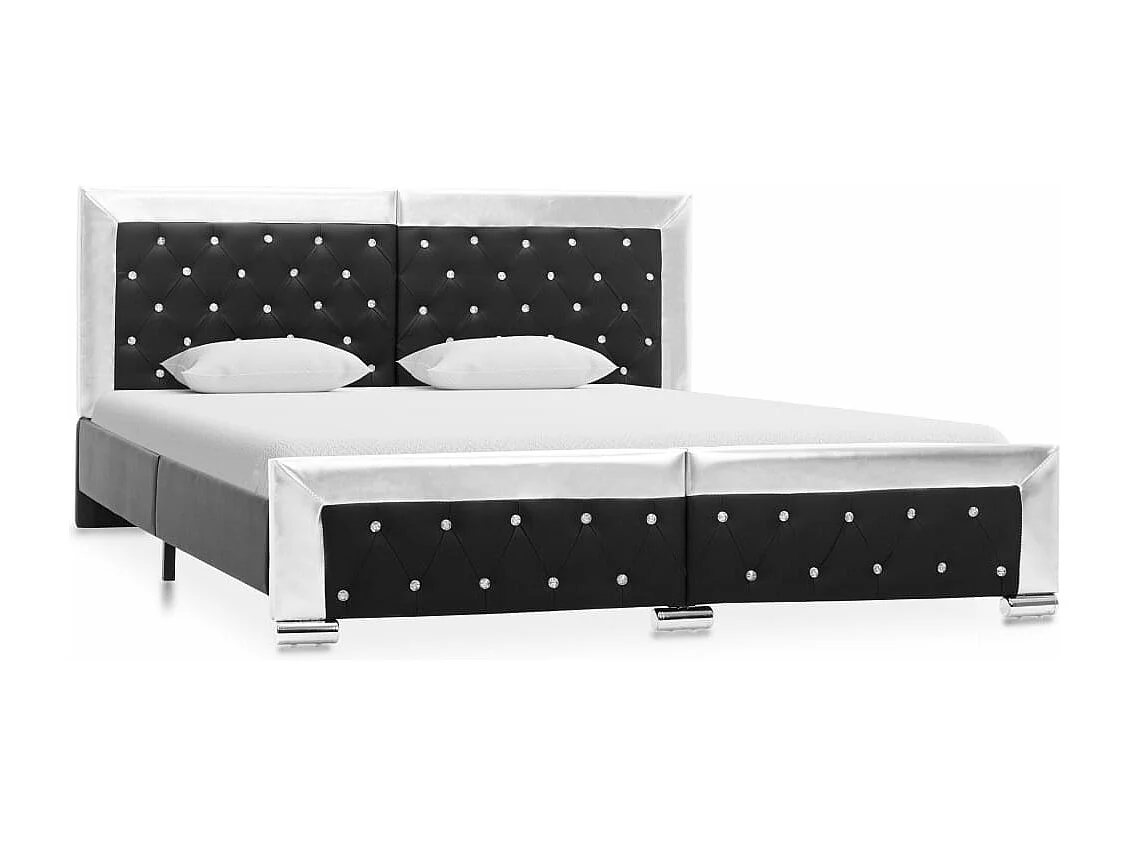 Estrutura de cama 160x200 cm couro artificial preto
