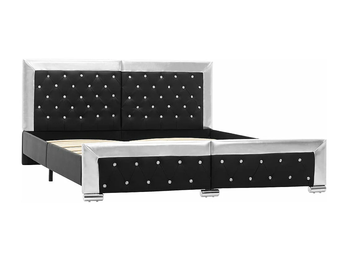 Estrutura de cama 160x200 cm couro artificial preto
