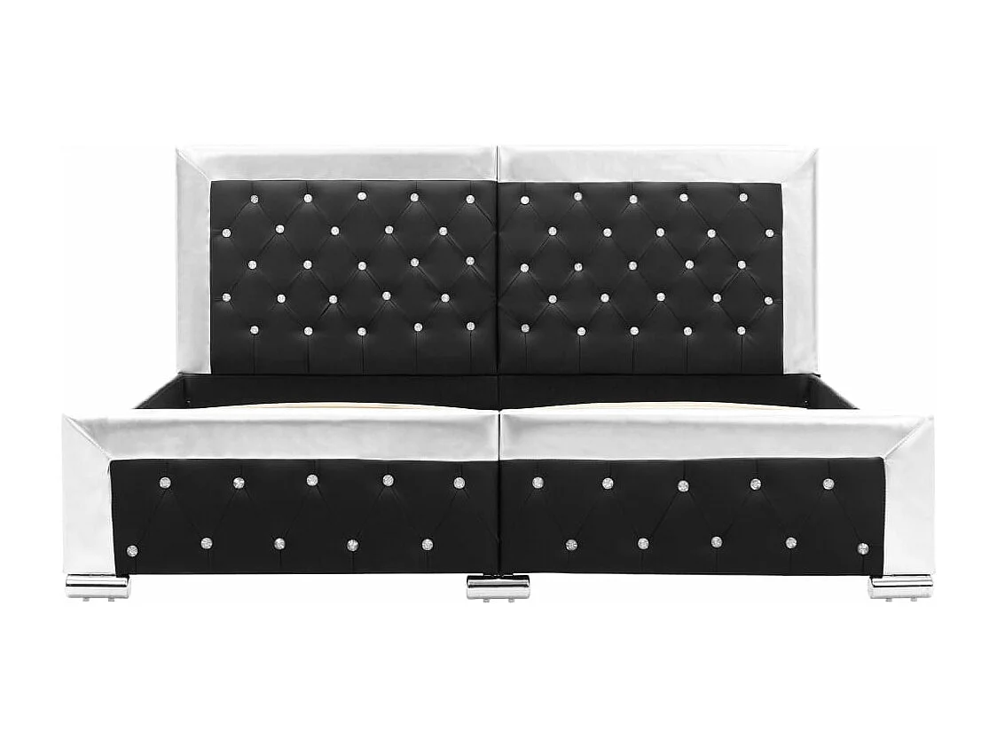 Estrutura de cama 160x200 cm couro artificial preto