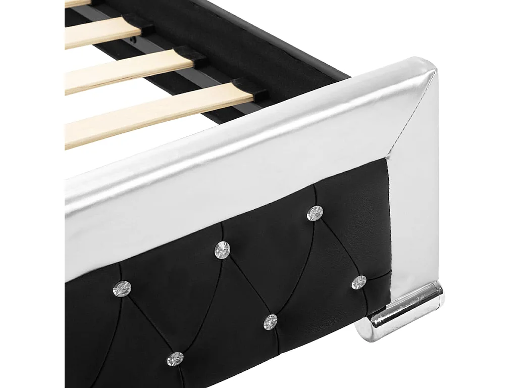 Estrutura de cama 160x200 cm couro artificial preto