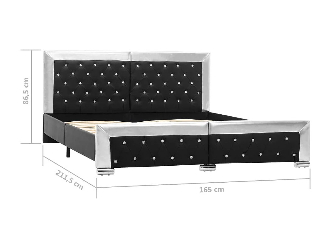 Estrutura de cama 160x200 cm couro artificial preto