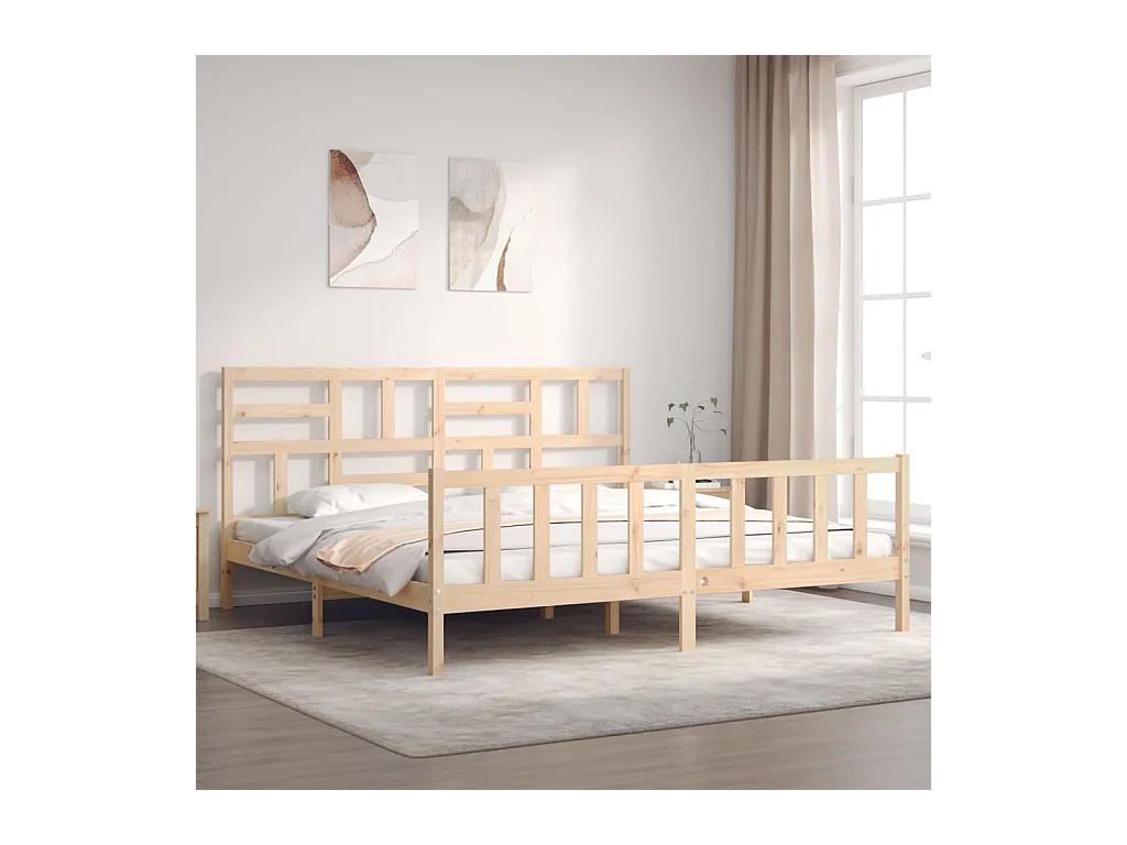 Cadre de lit avec tête de lit 200x200 cm bois massif