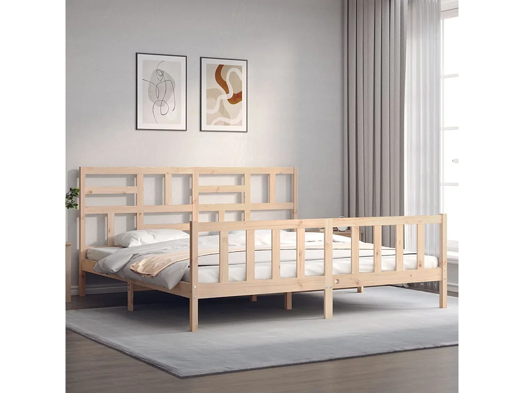 Cadre de lit avec tête de lit 200x200 cm bois massif