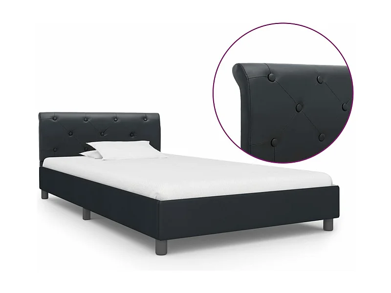 Cadre de lit Noir Similicuir 90 x 200 cm