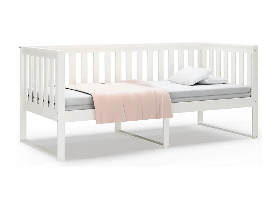 Lit de jour Blanc 90x200 cm Bois de pin massif