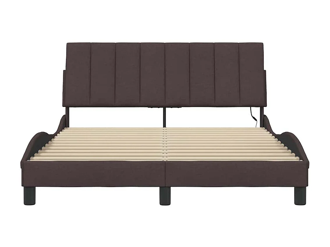 Cadre de lit sans matelas marron foncé 140x190 cm tissu