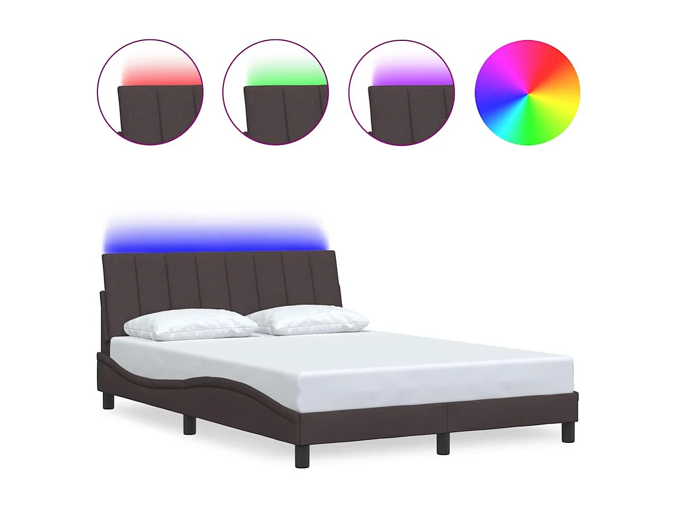 Cadre de lit sans matelas marron foncé 140x190 cm tissu