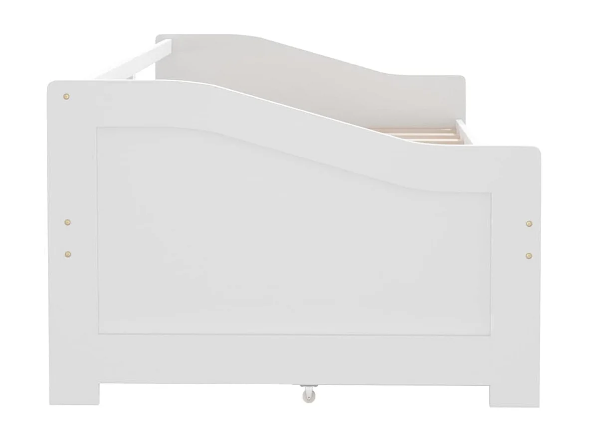 Lit de repos 3 places à tiroirs Blanc Pin massif 90x200 cm