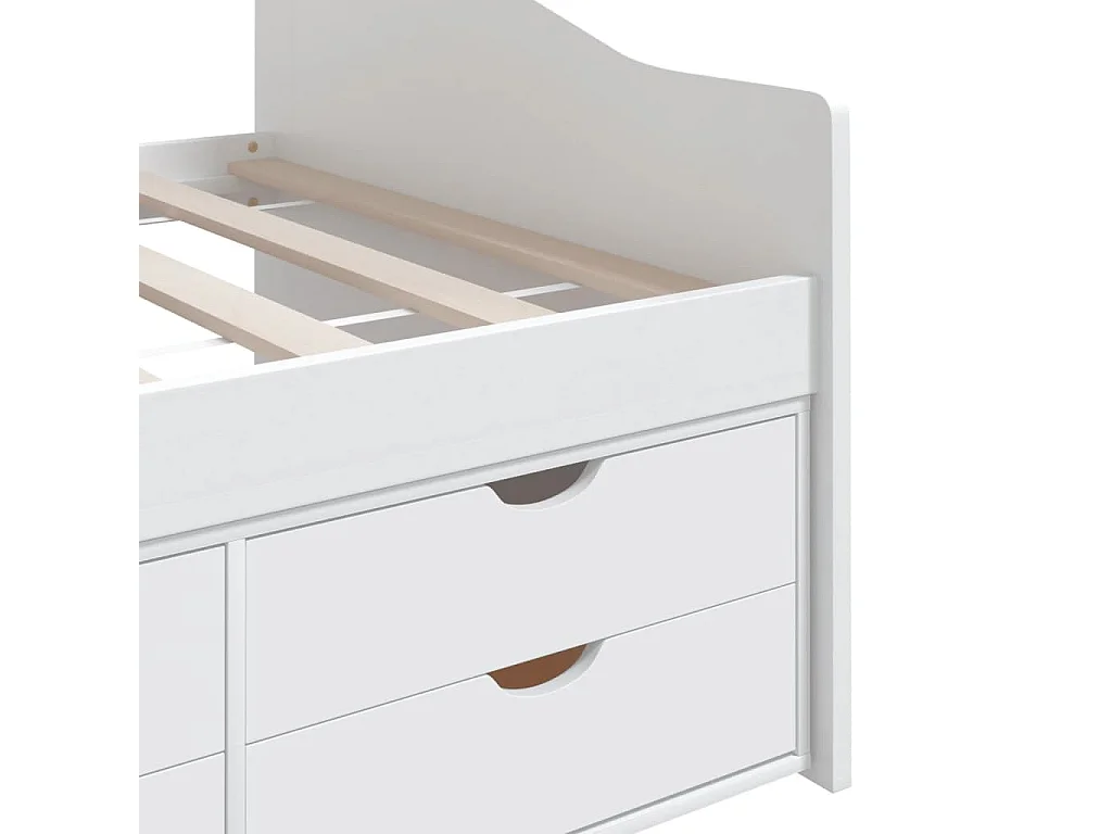 Lit de repos 3 places à tiroirs Blanc Pin massif 90x200 cm