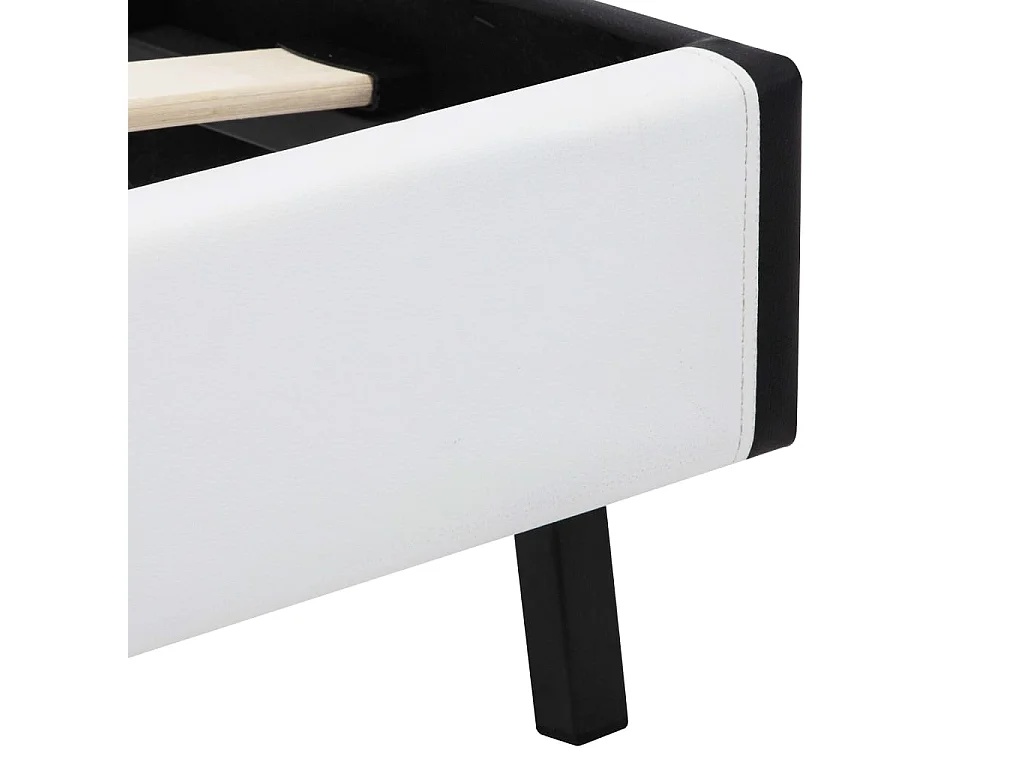 Cadre de lit avec LED Blanc et noir Similicuir 90x200 cm