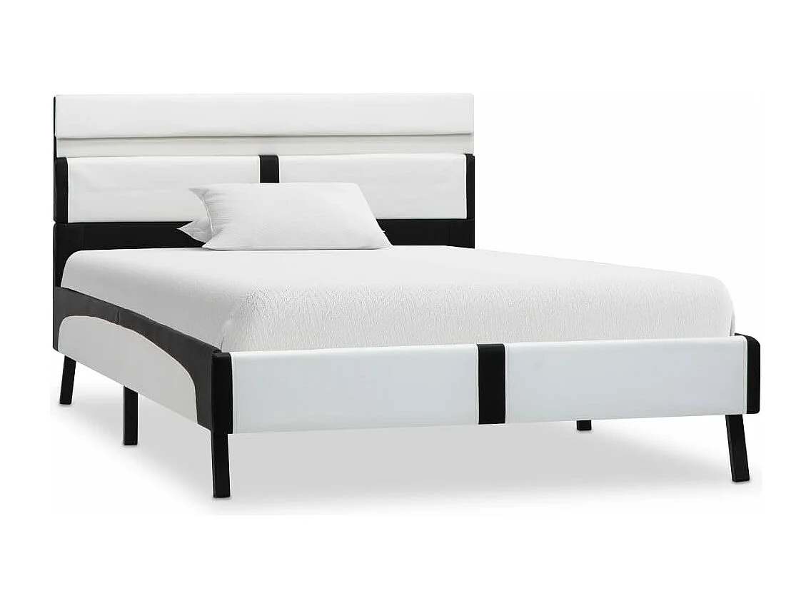 Bedframe met LED kunstleer wit en zwart 90x200 cm