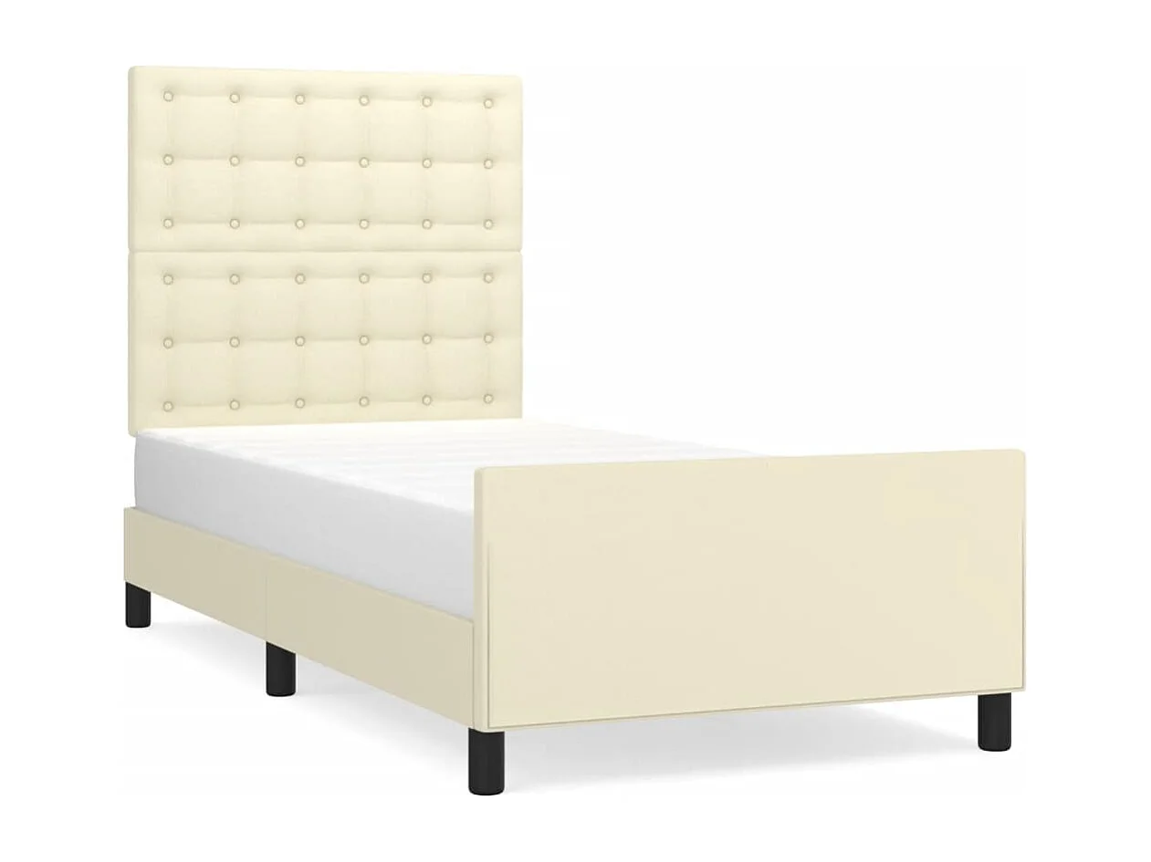 Cadre de lit avec tête de lit Crème 80x200 cm Similicuir