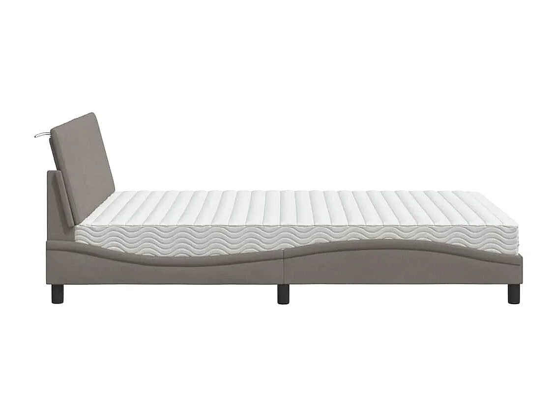 Bed met matras "Hanko" stof taupe 140x190 cm
