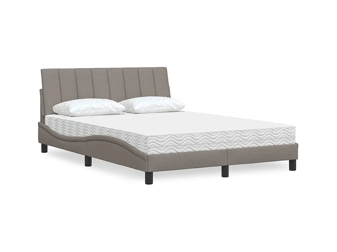 Lit avec matelas taupe 140x190 cm tissu