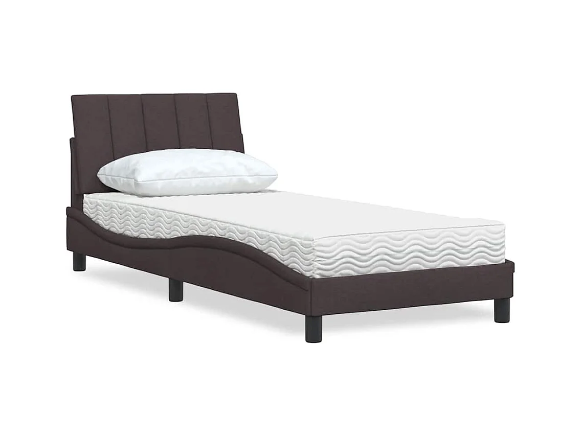 Lit avec matelas marron foncé 80x200 cm tissu