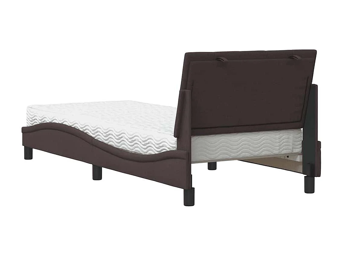 Lit avec matelas marron foncé 80x200 cm tissu