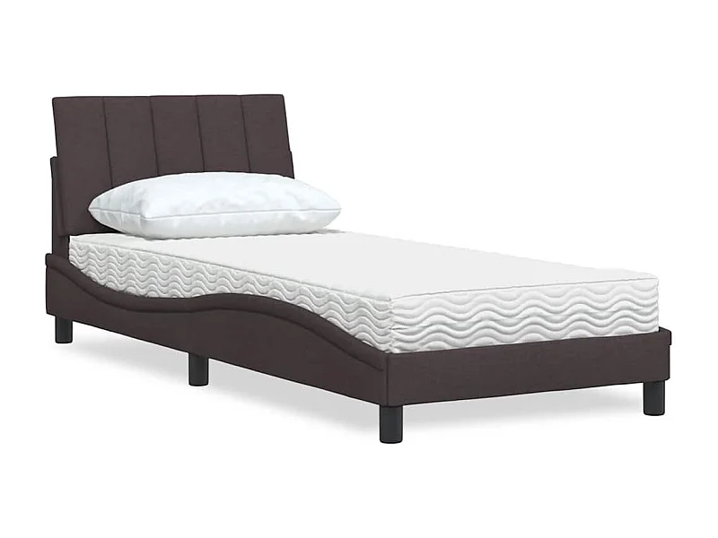 Bed met matras "Hanko" stof donkerbruin 80x200 cm