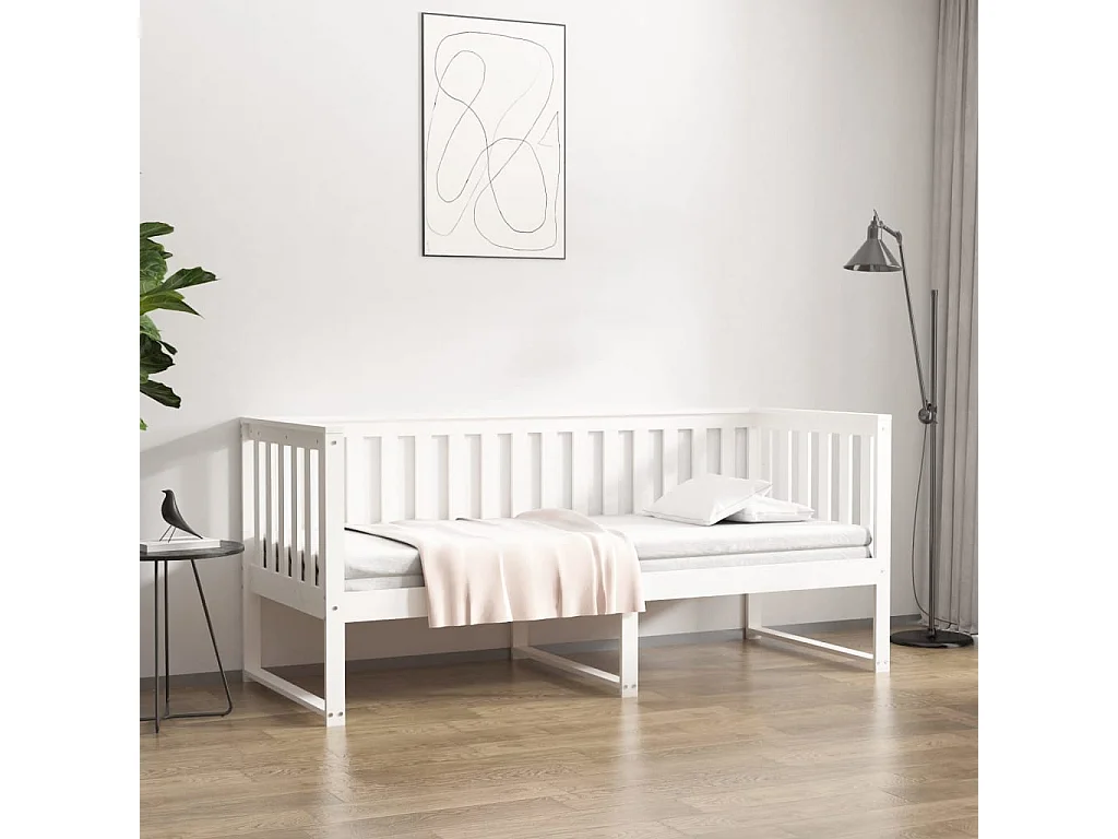 Lit de jour Blanc 80x200 cm Bois de pin massif