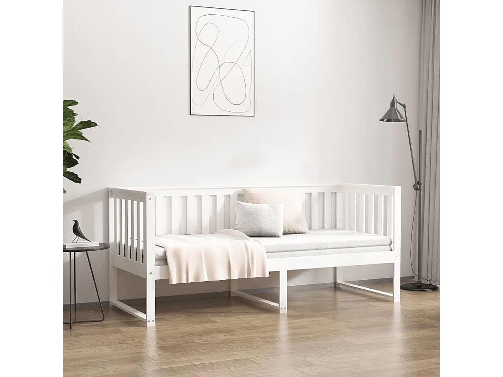Lit de jour Blanc 80x200 cm Bois de pin massif