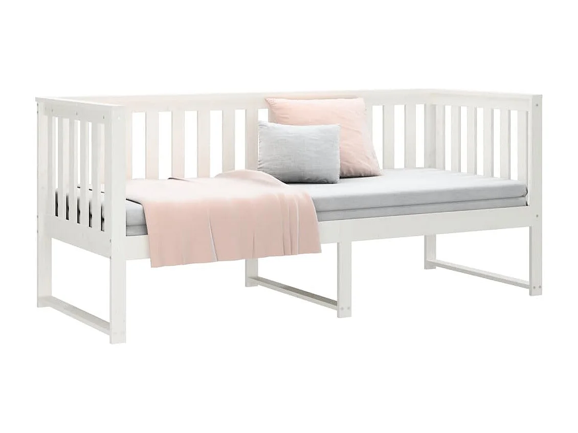 Lit de jour Blanc 80x200 cm Bois de pin massif