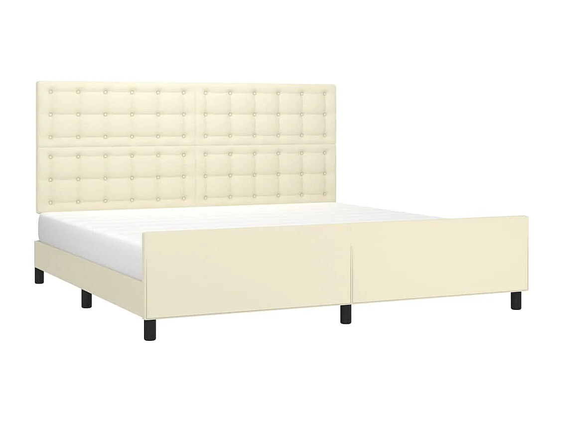 Cadre de lit avec tête de lit Crème 200x200 cm Similicuir