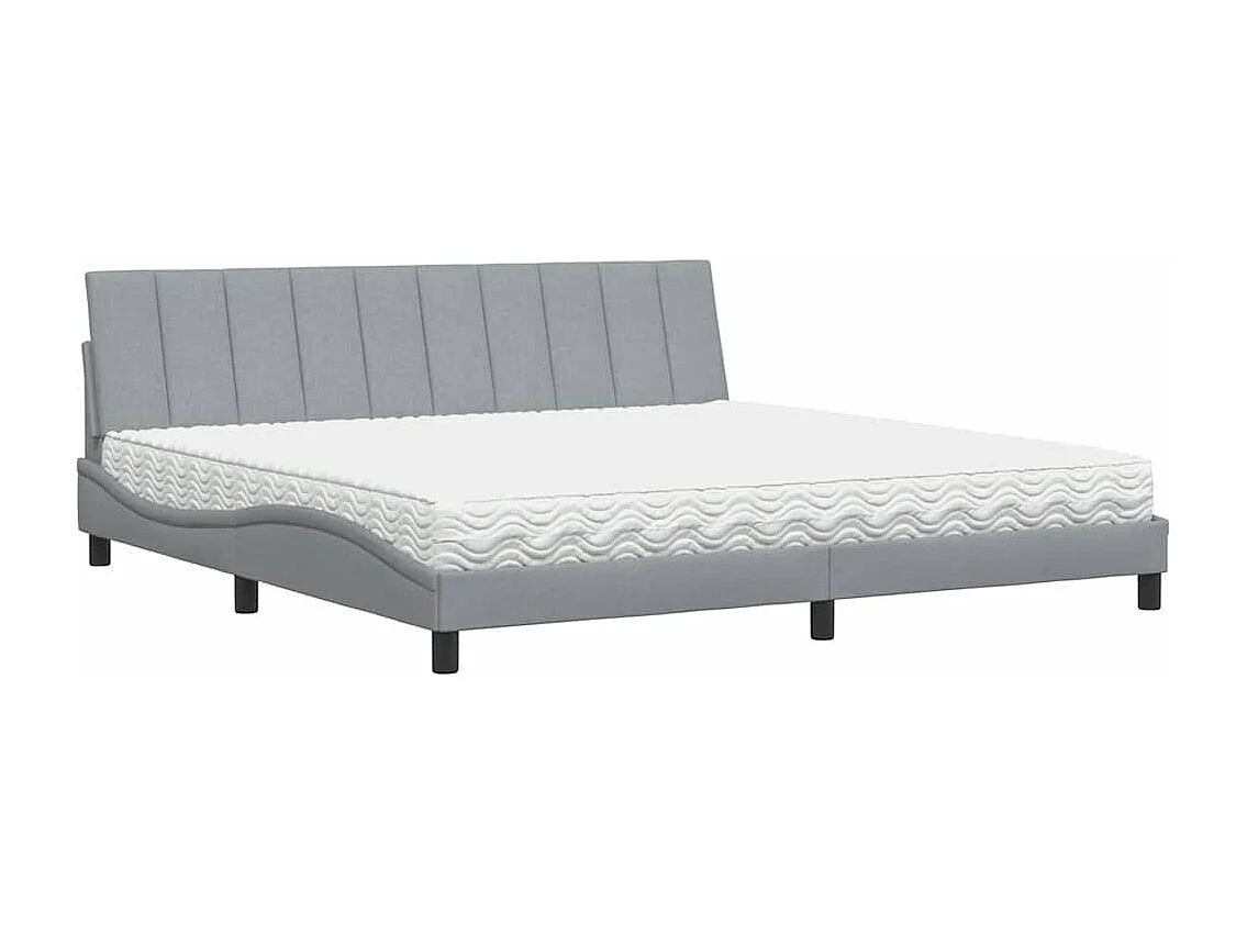 Lit avec matelas gris clair 200x200 cm tissu