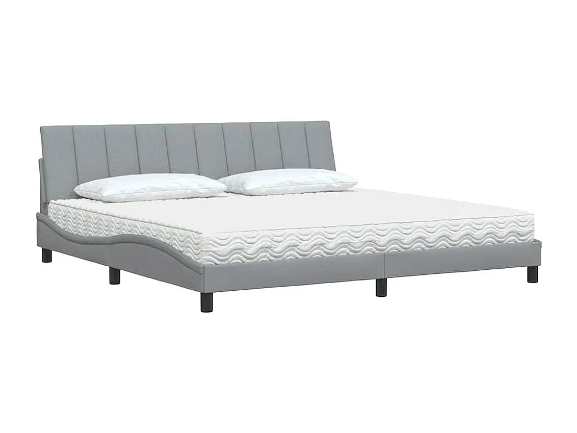 Lit avec matelas gris clair 200x200 cm tissu