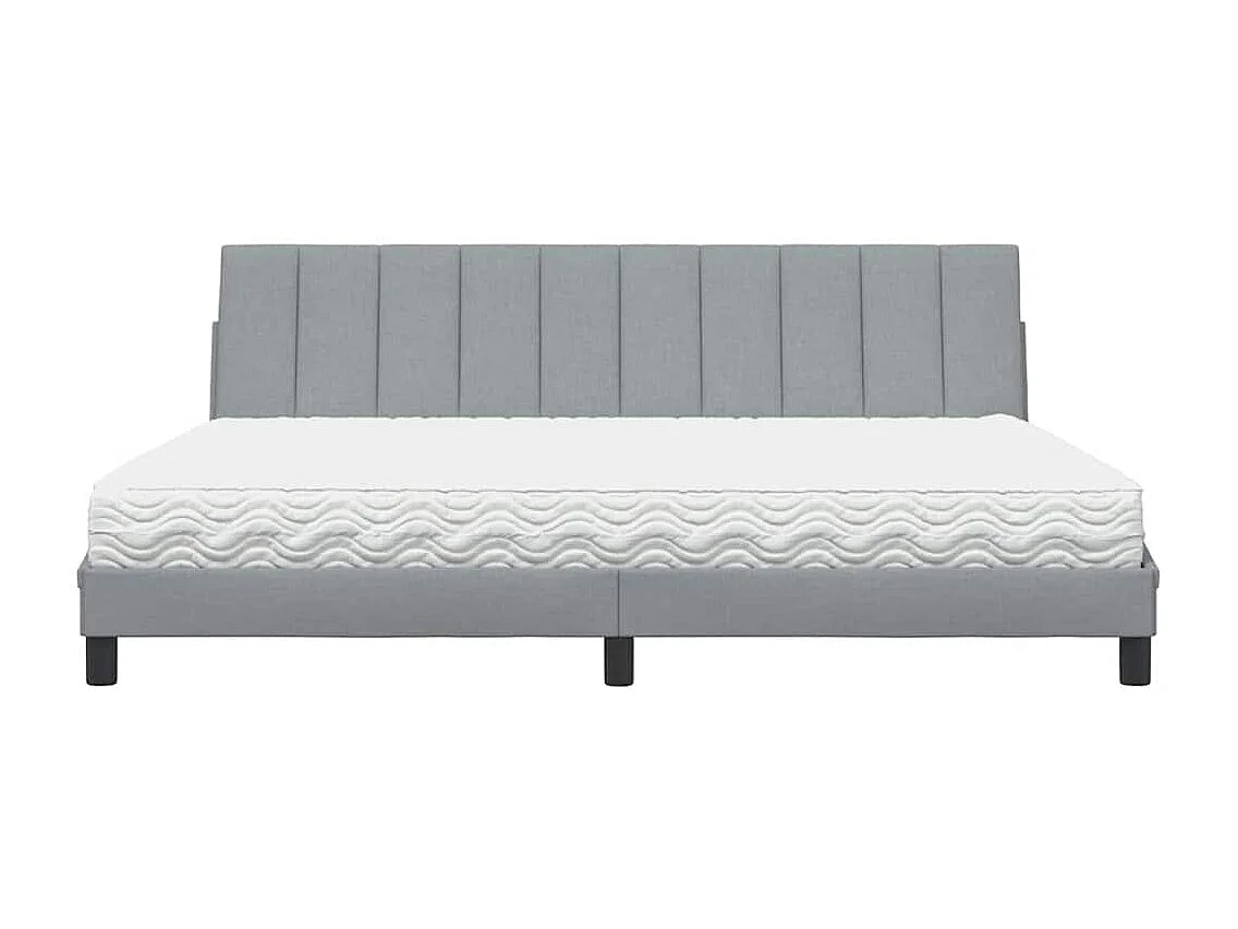 Lit avec matelas gris clair 200x200 cm tissu