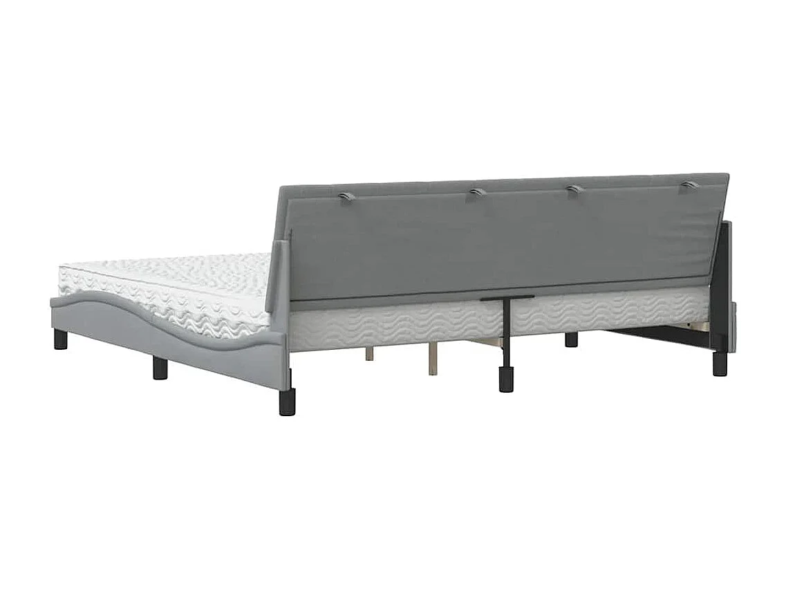 Lit avec matelas gris clair 200x200 cm tissu