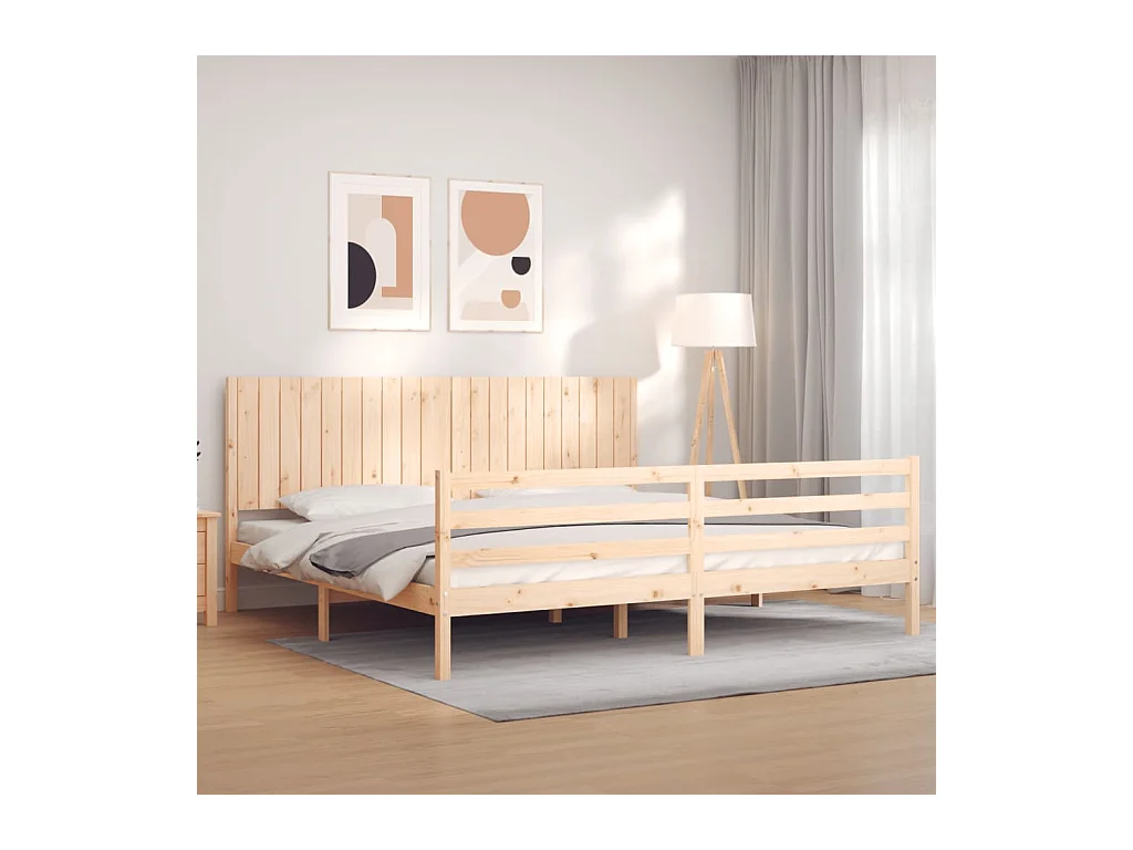Cadre de lit avec tête de lit 200x200 cm bois massif