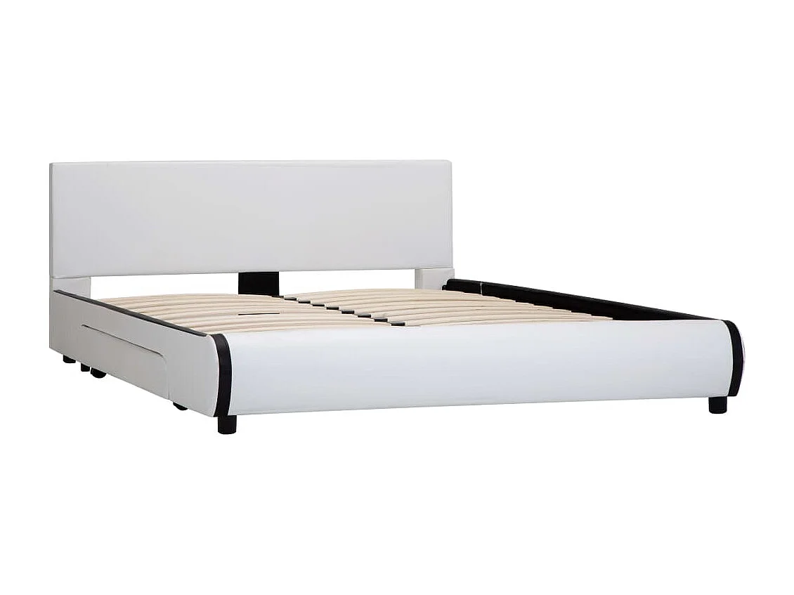 Cadre de lit avec tiroirs Blanc Similicuir 140 x 200 cm