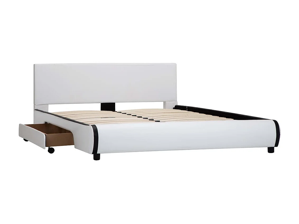 Cadre de lit avec tiroirs Blanc Similicuir 140 x 200 cm