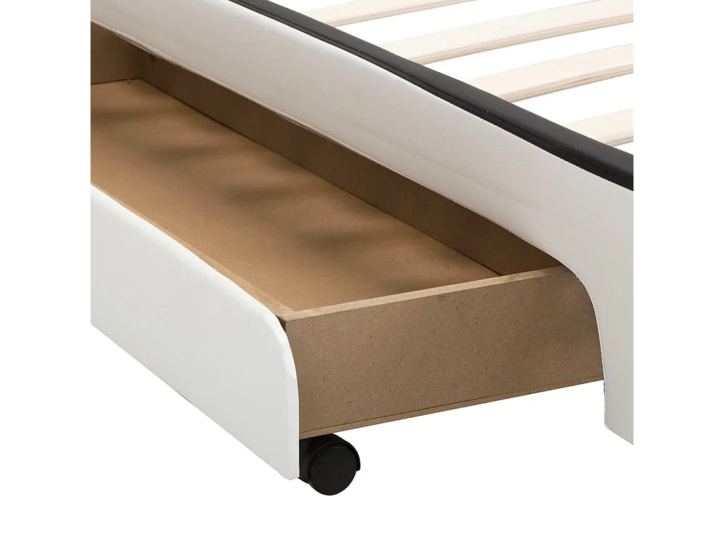 Cadre de lit avec tiroirs Blanc Similicuir 140 x 200 cm