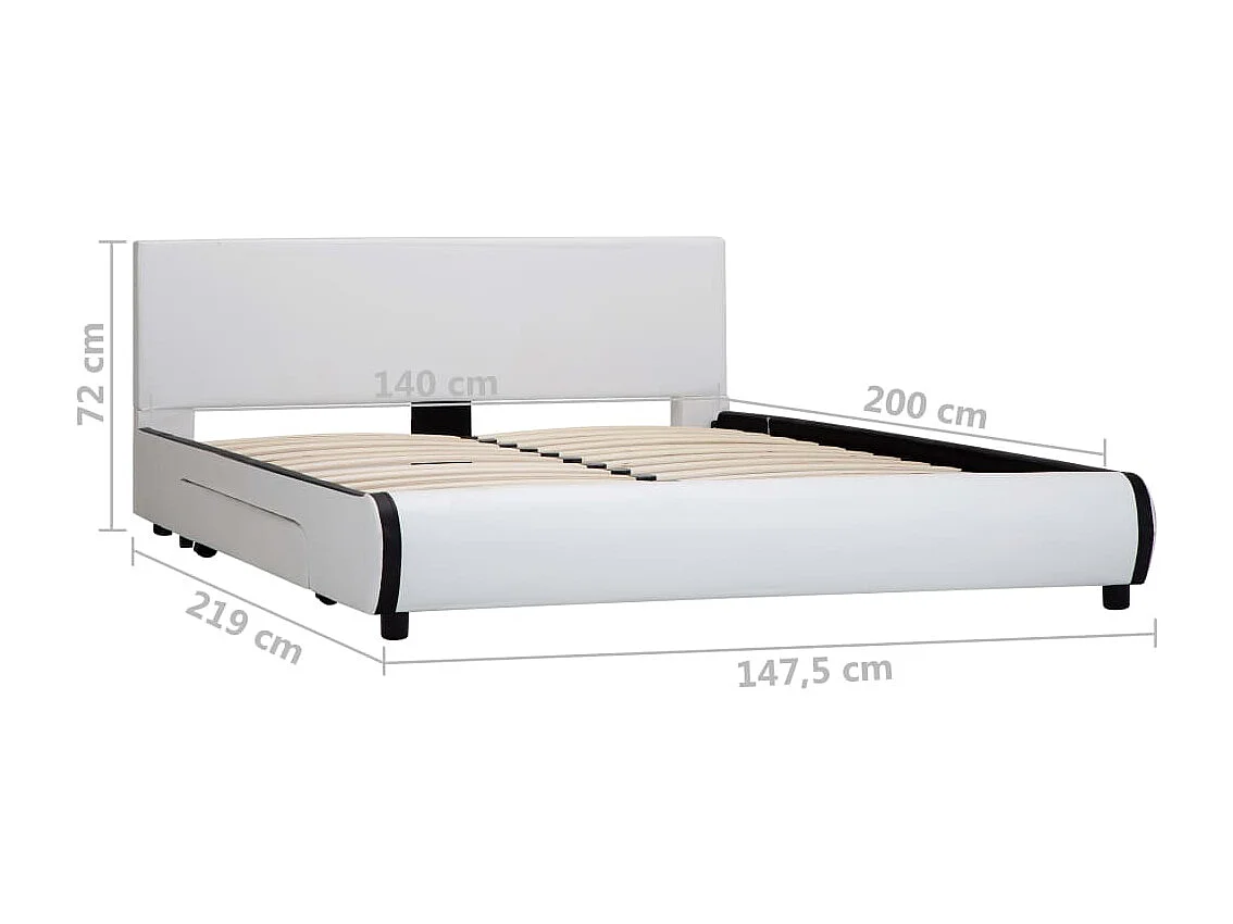 Cadre de lit avec tiroirs Blanc Similicuir 140 x 200 cm