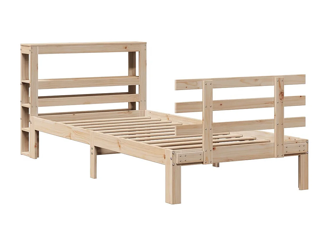 Bedframe met hoofdbord massief grenenhout 90x200 cm