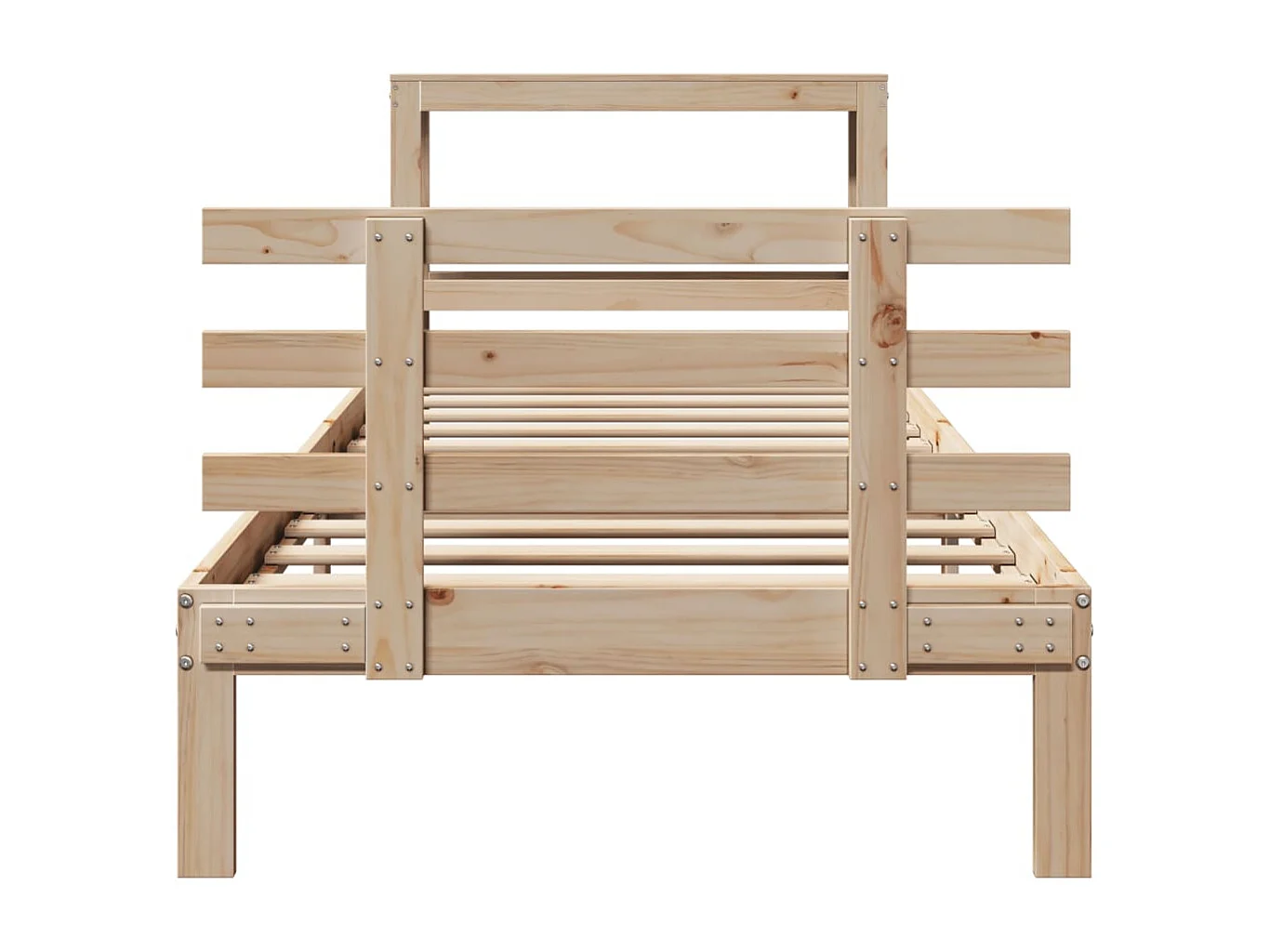 Bedframe met hoofdbord massief grenenhout 90x200 cm