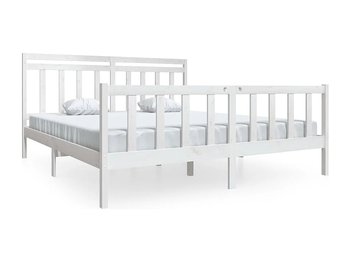Cadre de lit Blanc Bois massif 180x200 cm Super King