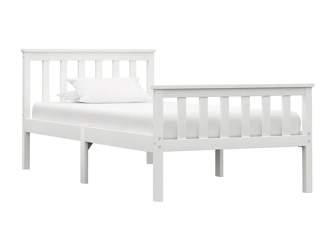 Bedframe massief grenenhout wit 90x200 cm
