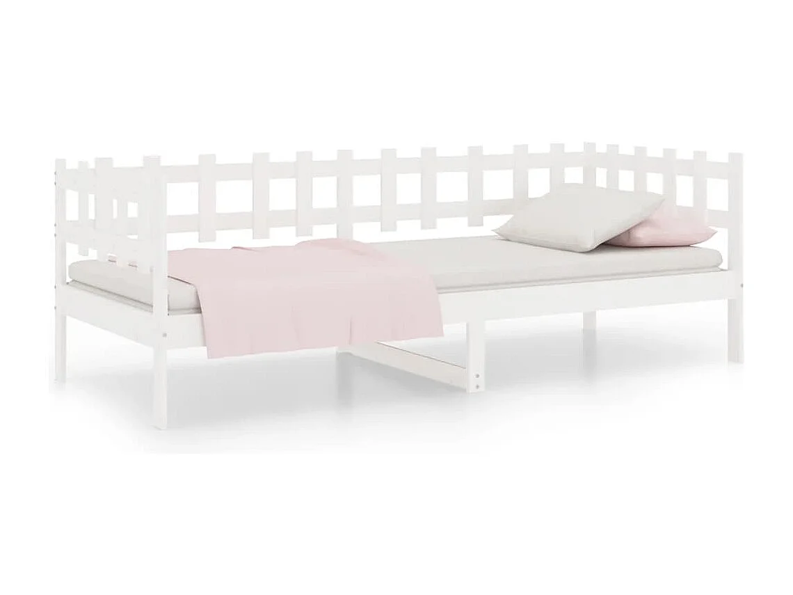 Lit de jour Blanc 90x190 cm Bois de pin massif