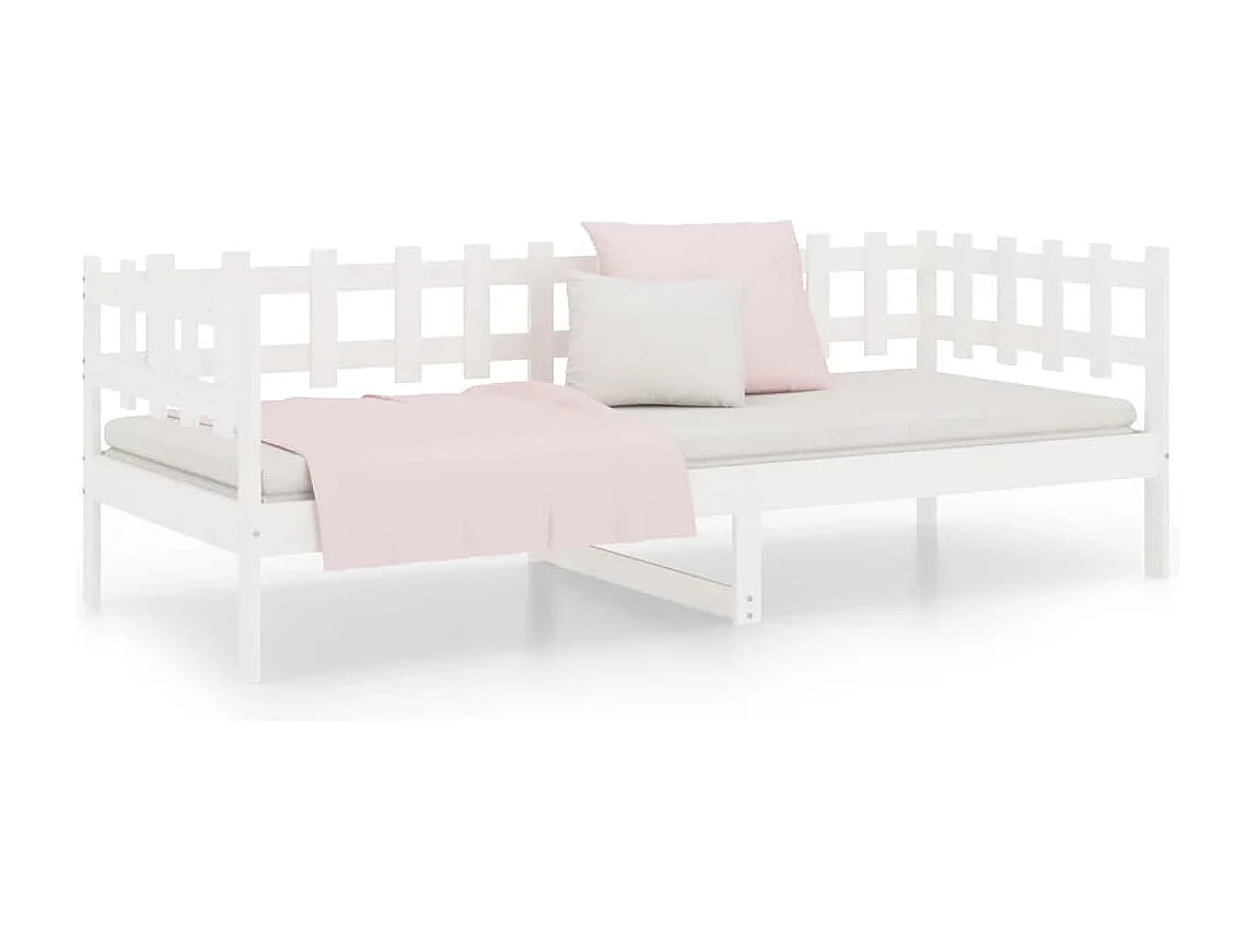 Lit de jour Blanc 90x190 cm Bois de pin massif