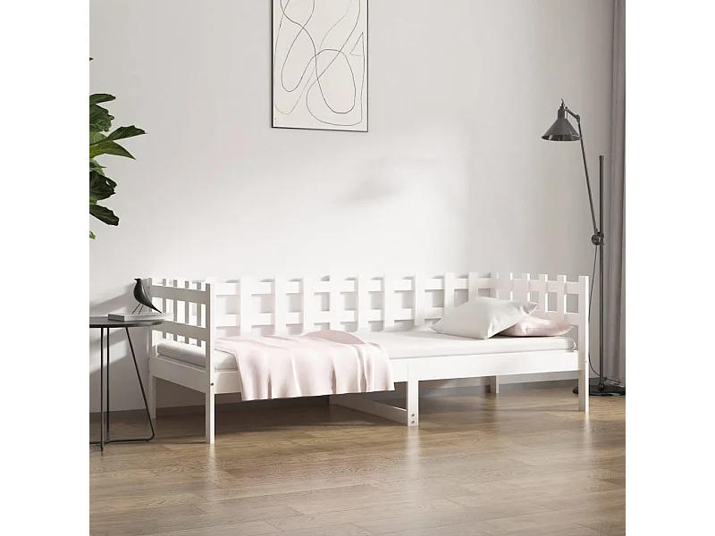 Lit de jour Blanc 90x190 cm Bois de pin massif