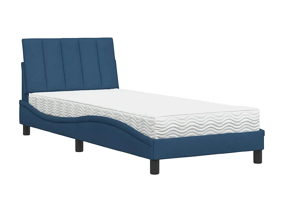 Lit avec matelas bleu 90x200 cm tissu