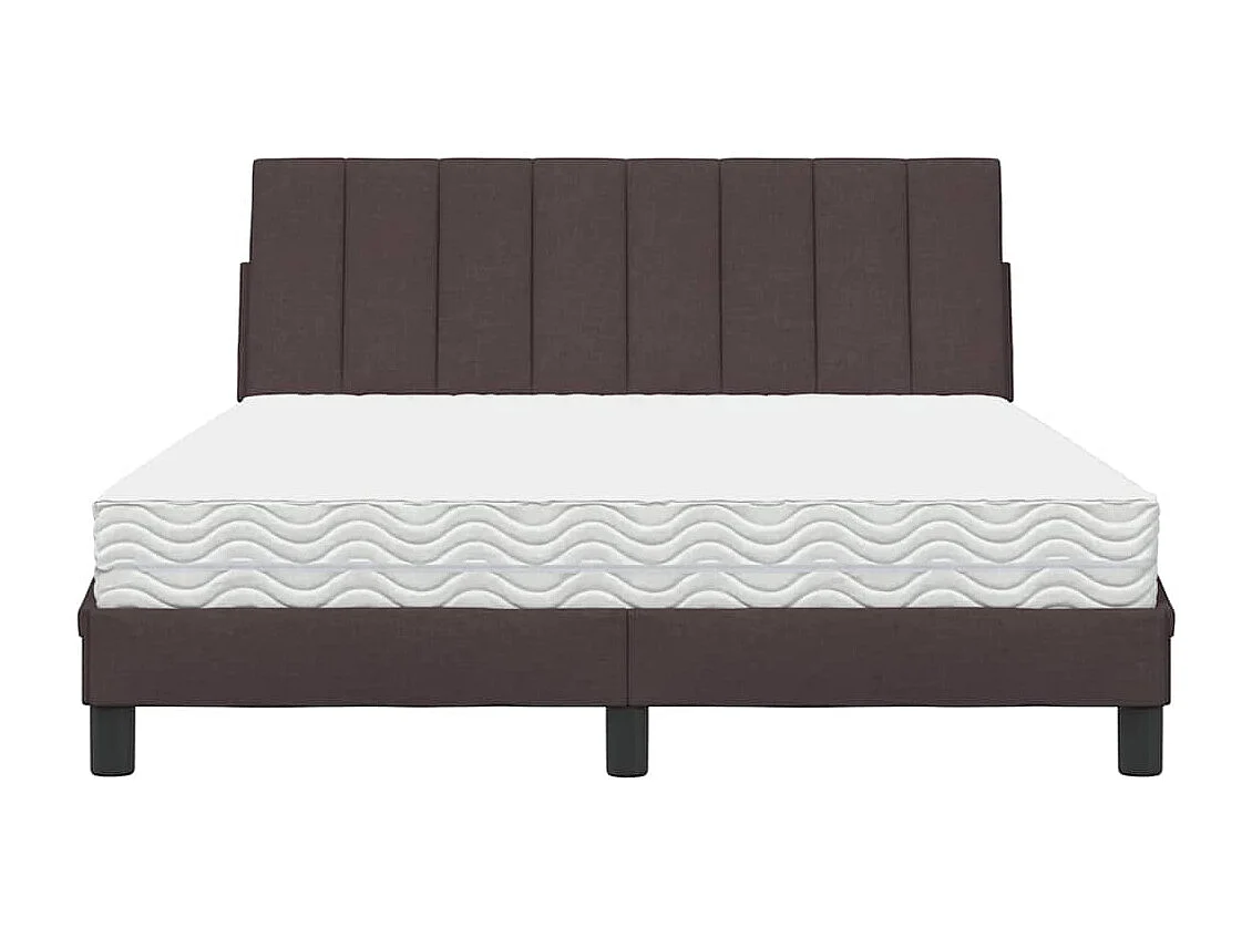 Lit avec matelas marron foncé 140x190 cm tissu
