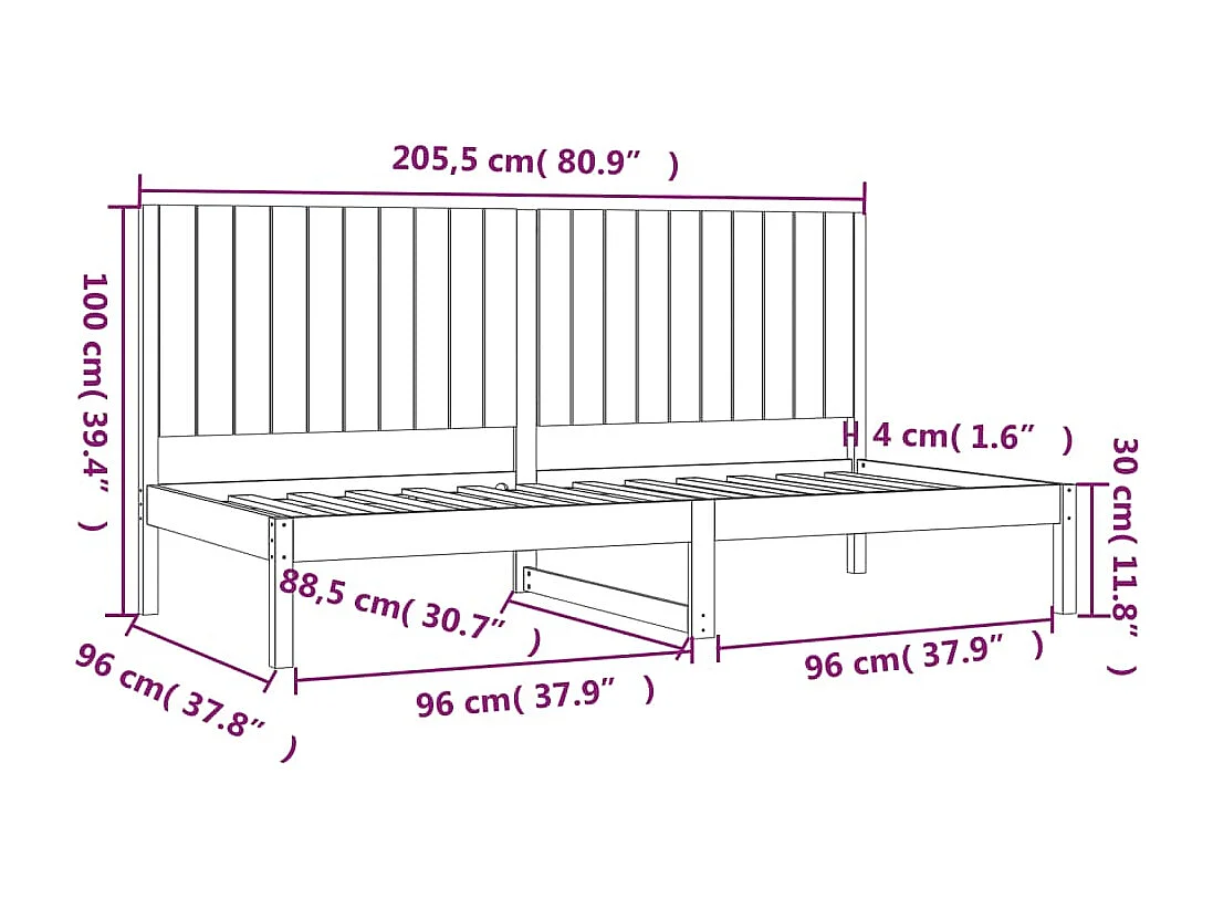 Lit de jour 90x200 cm Bois de pin massif