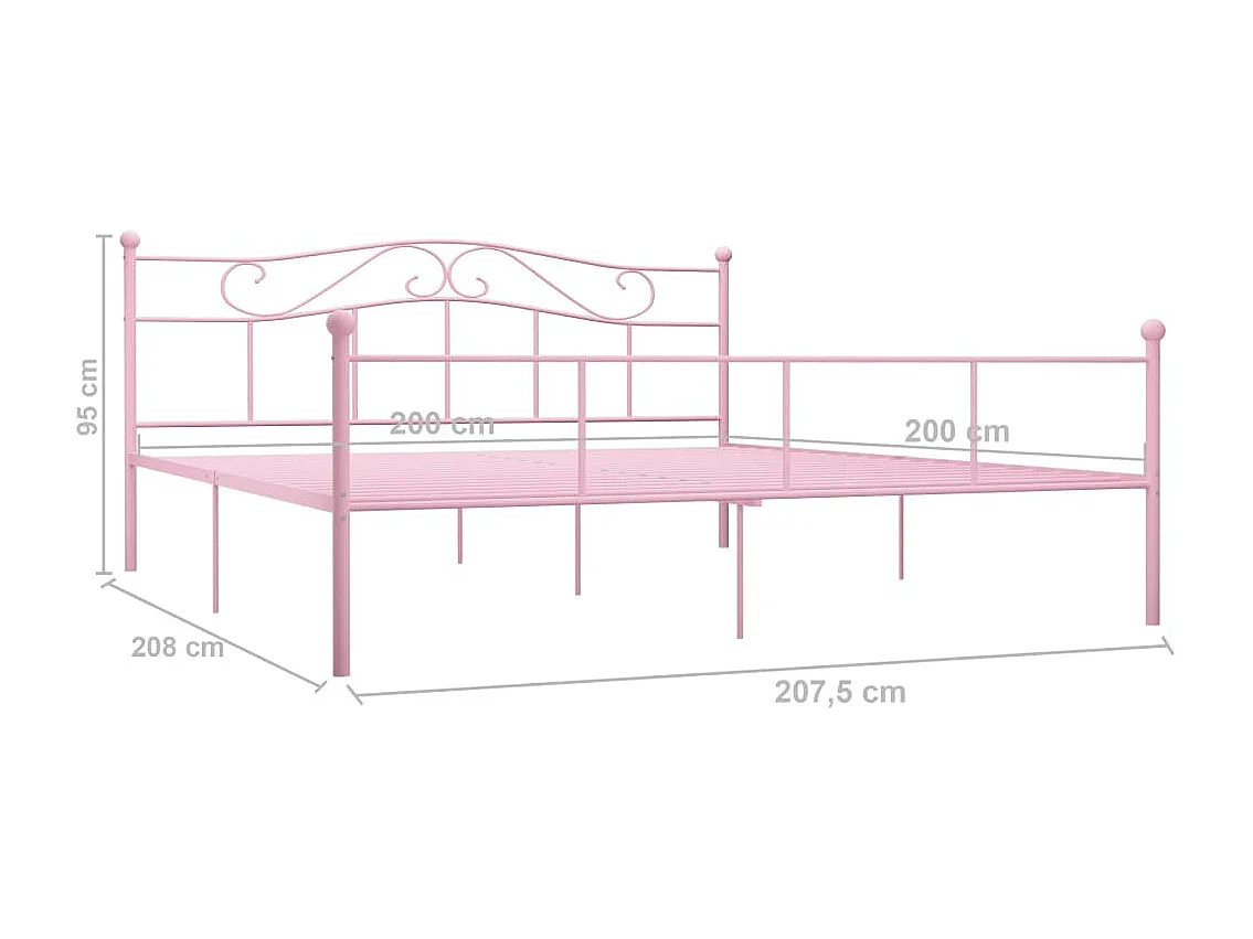 Cadre de lit Rose Métal 200x200 cm