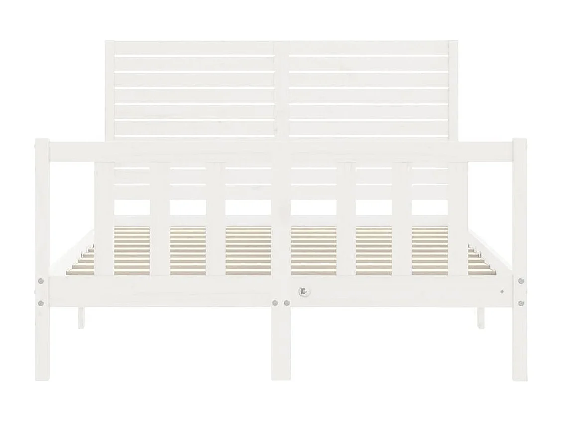 Cadre de lit avec tête de lit blanc 140x200 cm bois massif