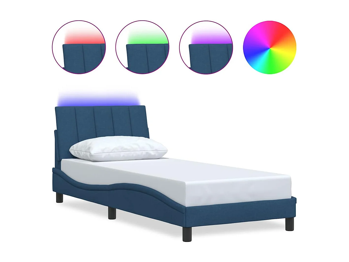 Cadre de lit sans matelas bleu 90x200 cm tissu